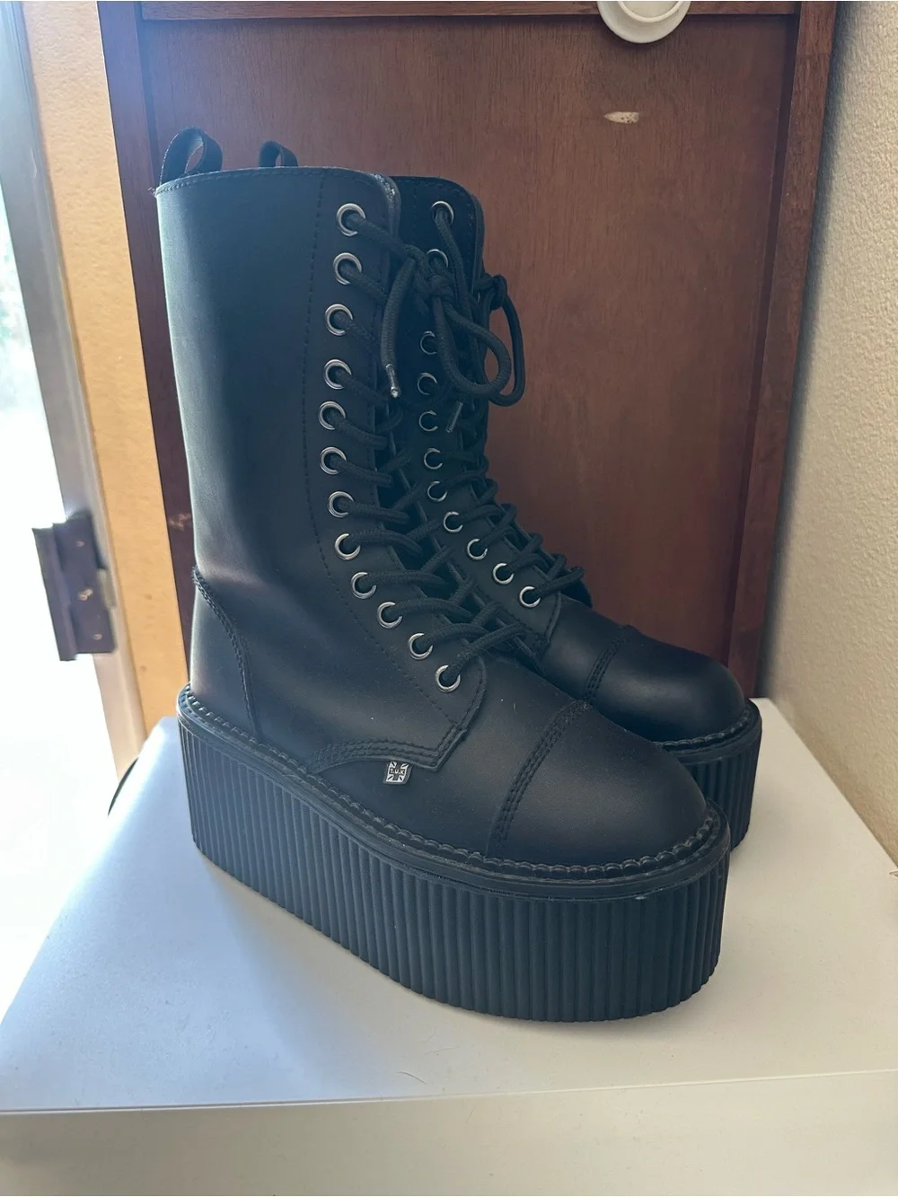 Black 2.5” Platform Lace-Up Combat T.U.K. S - Women's